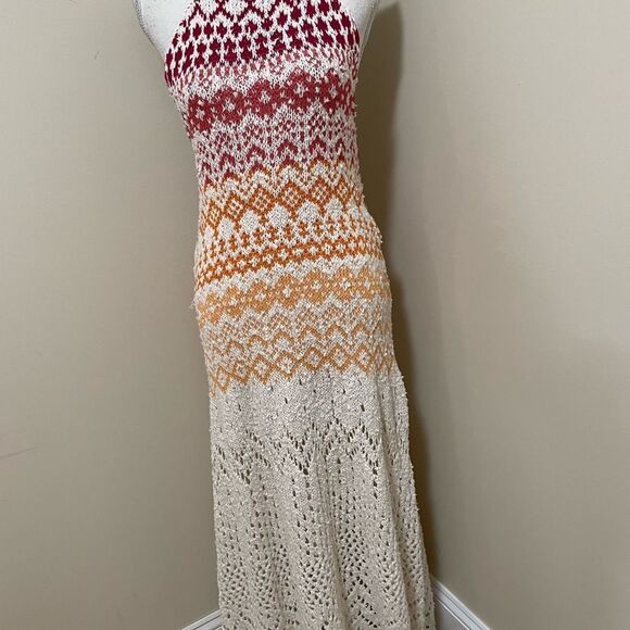 Free People Ikat Oasis Maxi Dress Halter Crochet 
Knit buckles size S - Picture 9 of 13